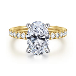 Aruba - 14K White-Yellow Gold Oval Shape Diamond Engagement Ring
