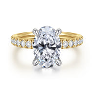 Aruba - 14K White-Yellow Gold Oval Shape Diamond Engagement Ring