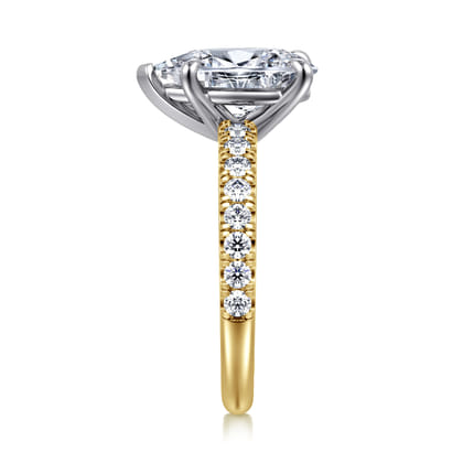 Aruba - 14K White-Yellow Gold Pear Shape Diamond Engagement Ring