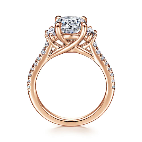 Asha - 18K Rose Gold Round Diamond Engagement Ring - 0.6 ct - Shot 2