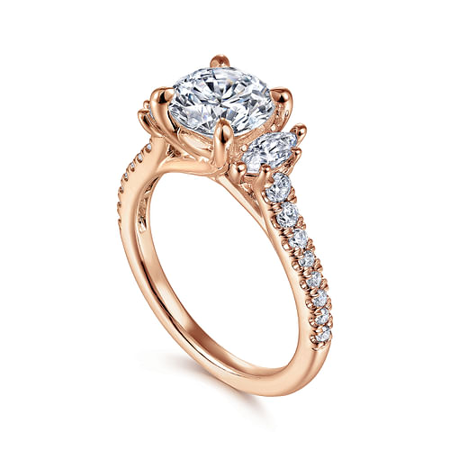 Asha - 18K Rose Gold Round Diamond Engagement Ring - 0.6 ct - Shot 3