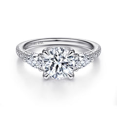 Ashby - 18K White Gold Round 3 Stone Diamond Engagement Ring