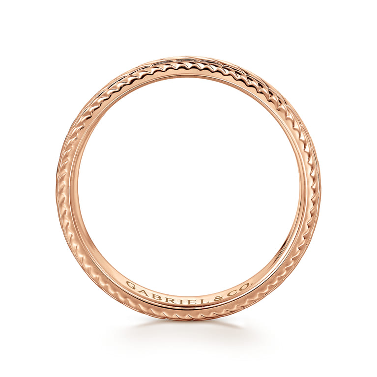 Asher - 14K Rose Gold 7mm - Men's Wedding Band High Polish Finish in High Polished Finish - Shot 2