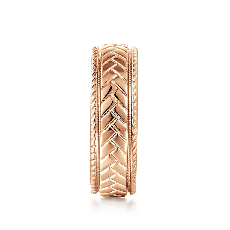Asher - 14K Rose Gold 7mm - Men's Wedding Band High Polish Finish in High Polished Finish - Shot 4