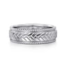 Asher - 14K White Gold 7mm - Chevron Design Men's Wedding Band