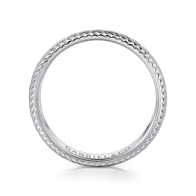 Asher - 14K White Gold 7mm - Chevron Design Men's Wedding Band - Shot 2