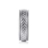 Asher - 14K White Gold 7mm - Chevron Design Men's Wedding Band