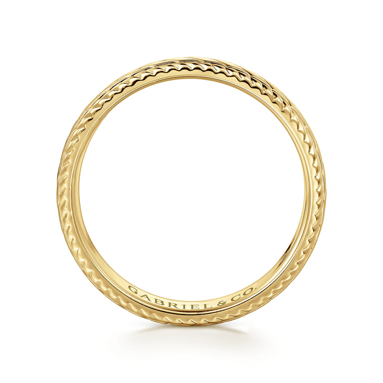 Asher - 14K Yellow Gold 7mm - Men's Wedding Band High Polish Finish in High Polished Finish - Shot 2