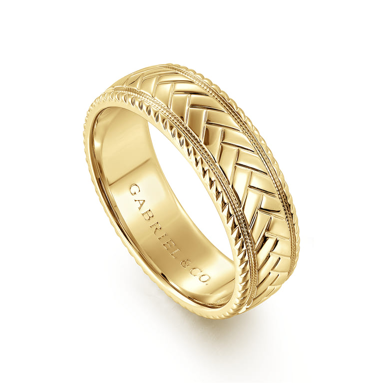 Asher - 14K Yellow Gold 7mm - Men's Wedding Band High Polish Finish in High Polished Finish - Shot 3