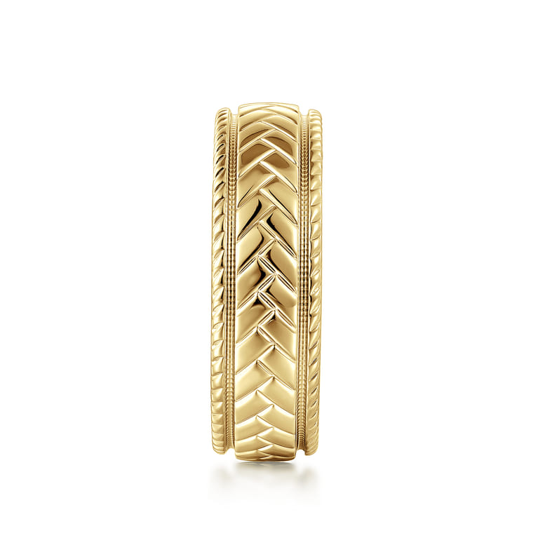 Asher - 14K Yellow Gold 7mm - Men's Wedding Band High Polish Finish in High Polished Finish - Shot 4