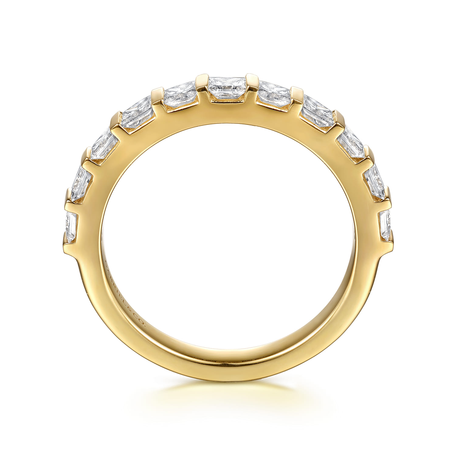 Straight Wedding Ring in 14k Yellow Gold with Princess Cut Natural Diamond at Gabriel & Co. - Shot 2