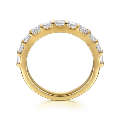 Asma - 14K Yellow Gold Bar Setting Princess Cut Diamond Anniversary Band
