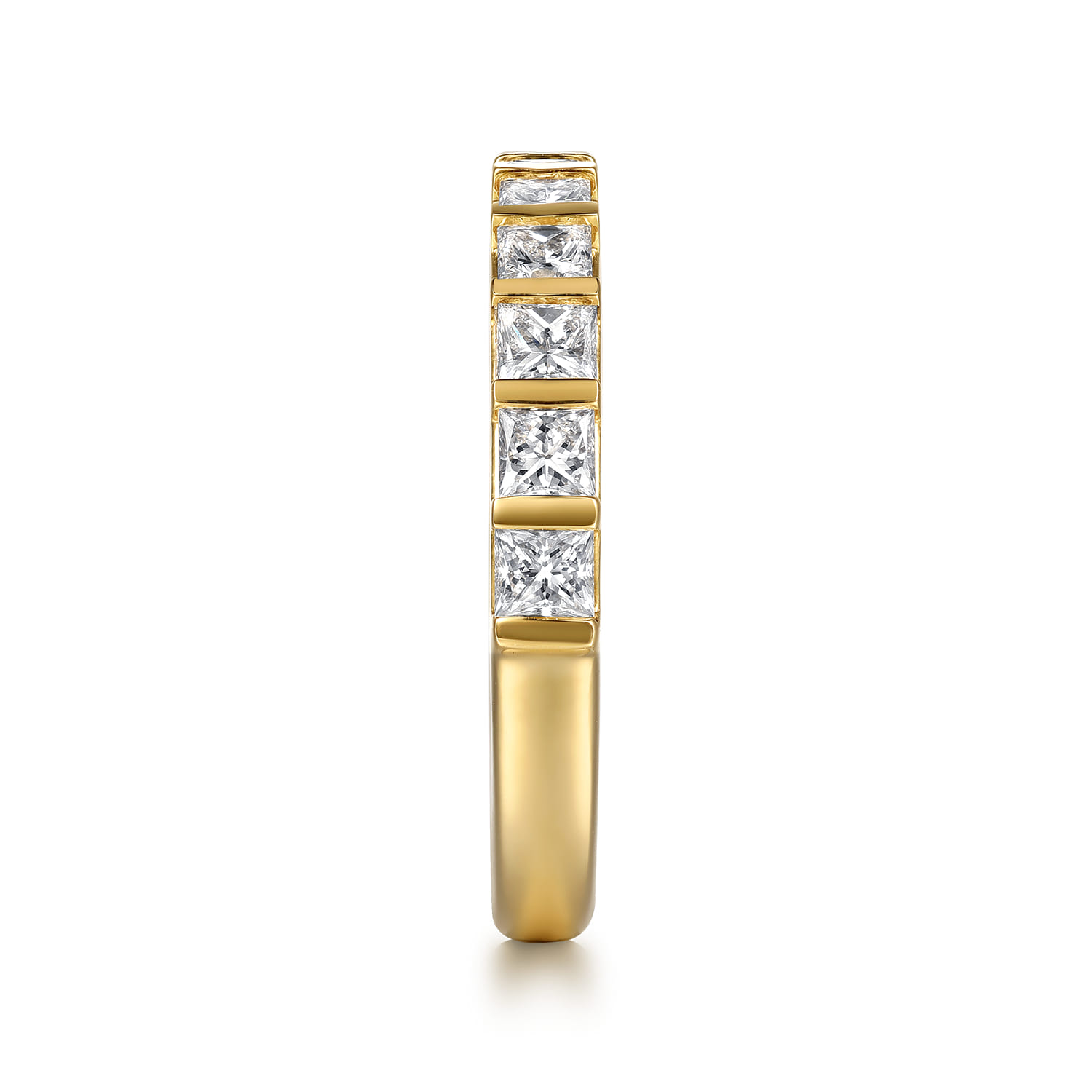 Straight Wedding Ring in 14k Yellow Gold with Princess Cut Natural Diamond at Gabriel & Co. - Shot 4