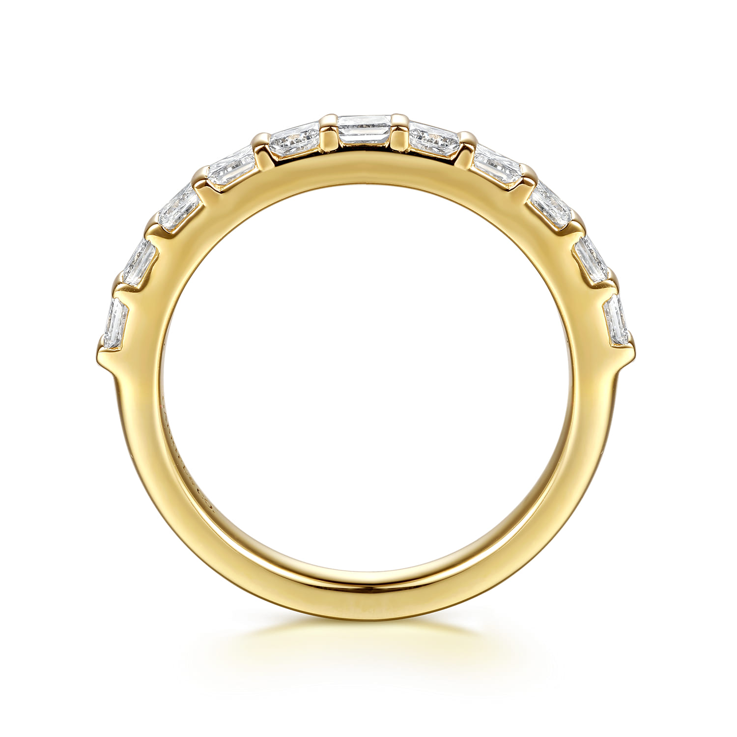 Straight Wedding Ring in 14k Yellow Gold with Princess Cut Natural Diamond at Gabriel & Co. - Shot 2