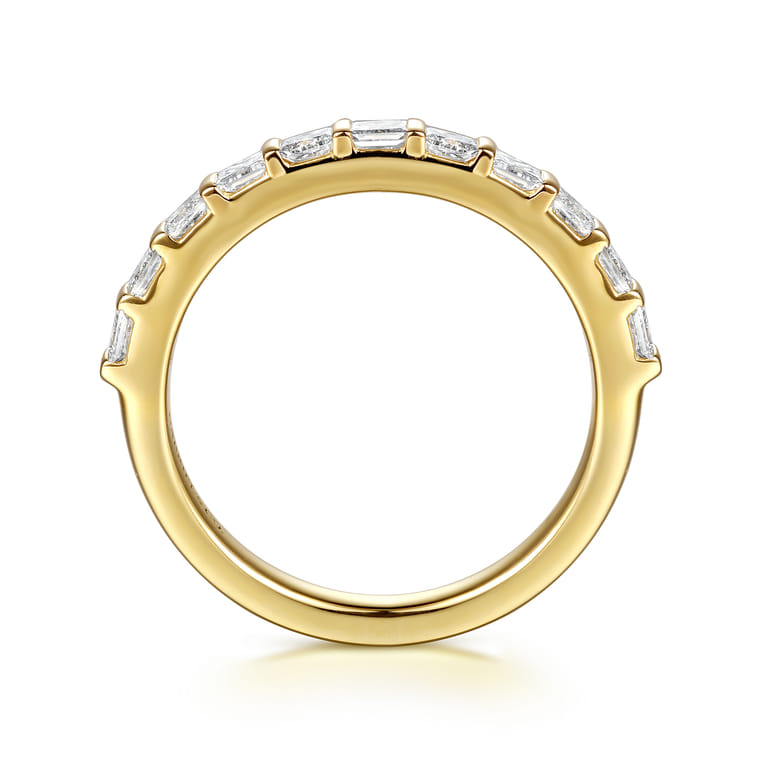 Straight Wedding Ring in 14k Yellow Gold with Princess Cut Natural Diamond at Gabriel & Co. - Shot 2