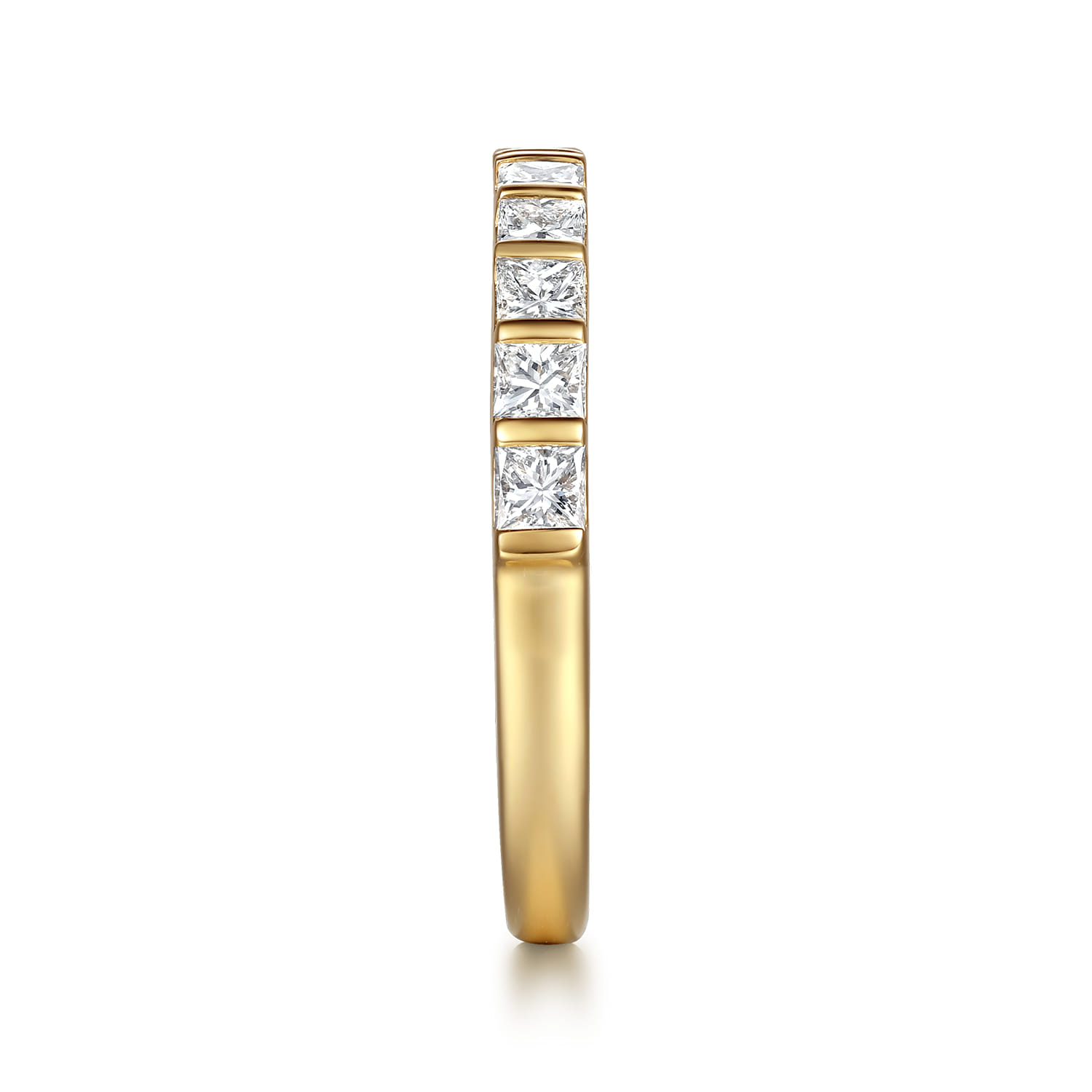 Straight Wedding Ring in 14k Yellow Gold with Princess Cut Natural Diamond at Gabriel & Co. - Shot 4
