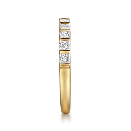 Asma - 14K Yellow Gold Bar Setting Princess Cut Diamond Anniversary Band