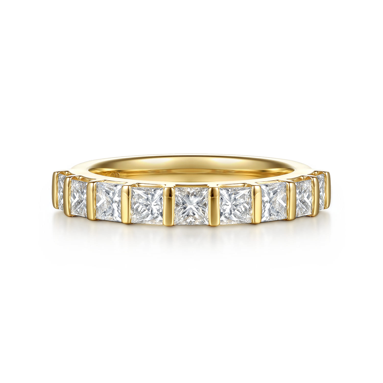 Straight Wedding Ring in 14k Yellow Gold with Princess Cut Natural Diamond at Gabriel & Co. - Shot 1