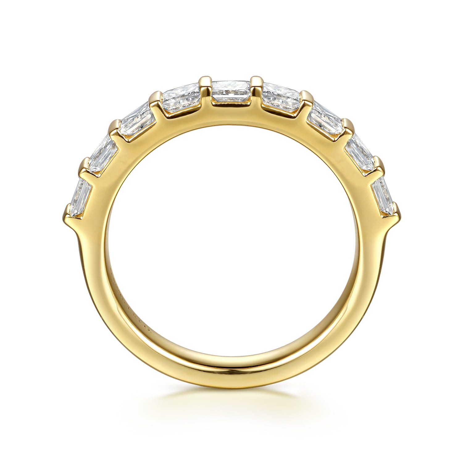 Straight Wedding Ring in 14k Yellow Gold with Princess Cut Natural Diamond at Gabriel & Co. - Shot 2