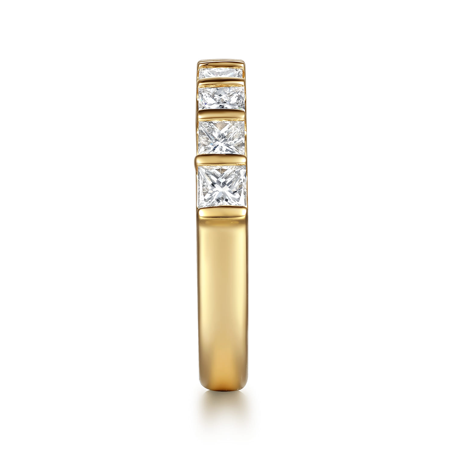 Straight Wedding Ring in 14k Yellow Gold with Princess Cut Natural Diamond at Gabriel & Co. - Shot 4