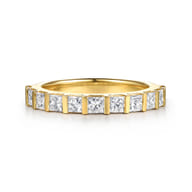 Asma - 14K Yellow Gold Channel Setting Princess Cut Diamond Anniversary Band