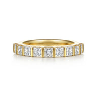 Asma - 14K Yellow Gold Channel Setting Princess Cut Diamond Anniversary Band