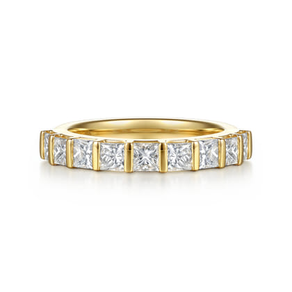 Asma - 14K Yellow Gold Channel Setting Princess Cut Diamond Anniversary Band