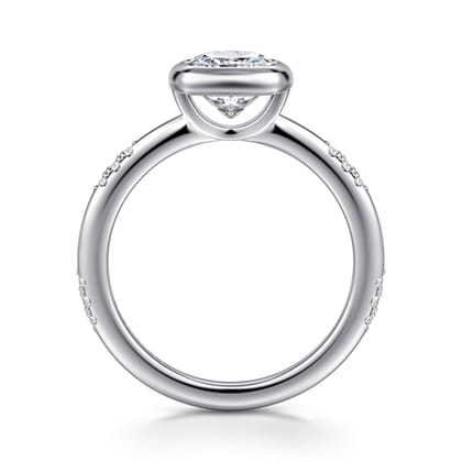 Aspen - 14K White Gold Bezel Set Cushion Cut Diamond Engagement Ring