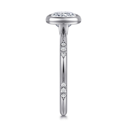 Aspen - 14K White Gold Bezel Set Cushion Cut Diamond Engagement Ring
