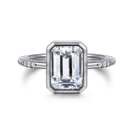 Aspen - 14K White Gold Bezel Set Emerald Cut Diamond Engagement Ring