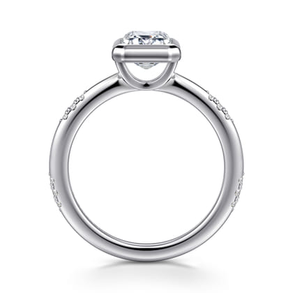 Aspen - 14K White Gold Bezel Set Emerald Cut Diamond Engagement Ring