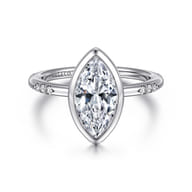 Aspen - 14K White Gold Bezel Set Marquise Shape Diamond Engagement Ring