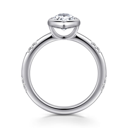 Aspen - 14K White Gold Bezel Set Marquise Shape Diamond Engagement Ring