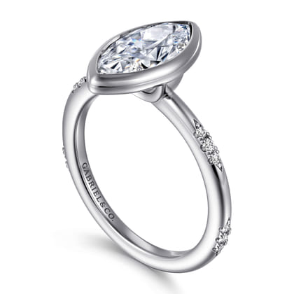 Aspen - 14K White Gold Bezel Set Marquise Shape Diamond Engagement Ring