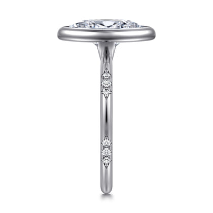 Aspen - 14K White Gold Bezel Set Marquise Shape Diamond Engagement Ring
