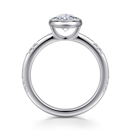 Aspen - 14K White Gold Bezel Set Oval Diamond Engagement Ring