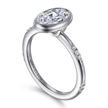 Aspen - 14K White Gold Bezel Set Oval Diamond Engagement Ring