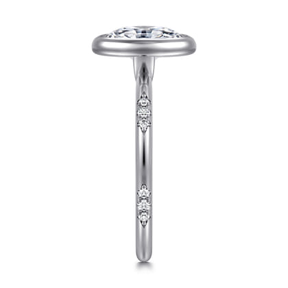 Aspen - 14K White Gold Bezel Set Oval Diamond Engagement Ring