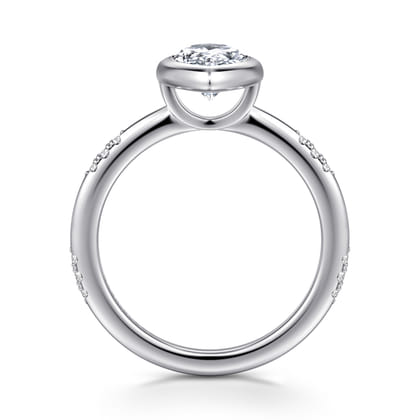 Aspen - 14K White Gold Bezel Set Pear Shape Diamond Engagement Ring