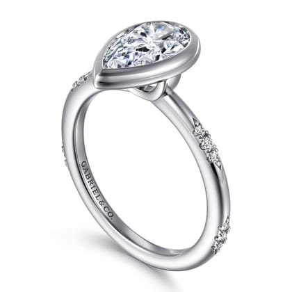 Aspen - 14K White Gold Bezel Set Pear Shape Diamond Engagement Ring