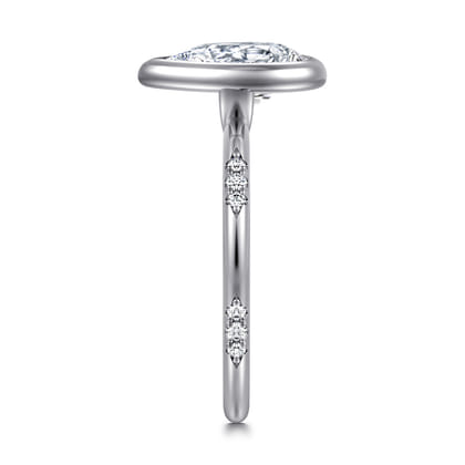 Aspen - 14K White Gold Bezel Set Pear Shape Diamond Engagement Ring