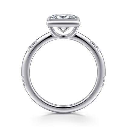 Aspen - 14K White Gold Bezel Set Princess Cut Diamond Engagement Ring