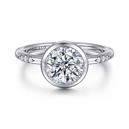 Aspen - 14K White Gold Bezel Set Round Diamond Engagement Ring
