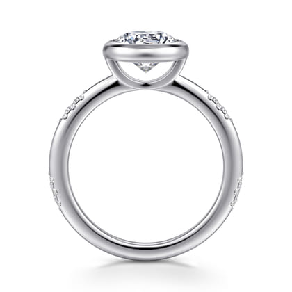 Aspen - 14K White Gold Bezel Set Round Diamond Engagement Ring