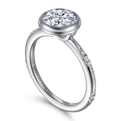 Aspen - 14K White Gold Bezel Set Round Diamond Engagement Ring
