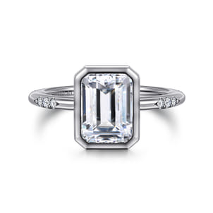 Aspen - 14K White Gold Emerald Cut Diamond Engagement Ring