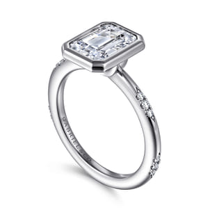 Aspen - 14K White Gold Emerald Cut Diamond Engagement Ring