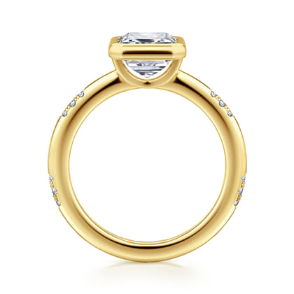 Aspen - 14K Yellow Gold Bezel Set Emerald Cut Diamond Engagement Ring