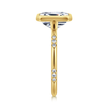 Aspen - 14K Yellow Gold Bezel Set Emerald Cut Diamond Engagement Ring
