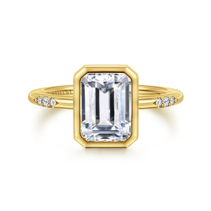 Aspen - 14K Yellow Gold Emerald Cut Diamond Engagement Ring